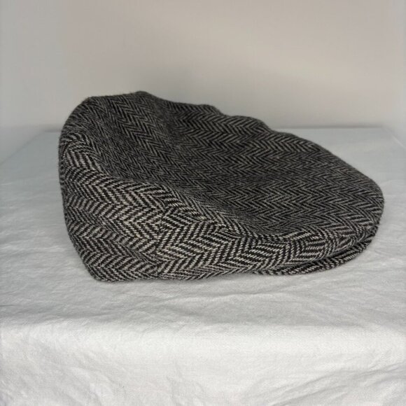 STETSON Wool Blend Flat Cap Mens M Black Gray - Picture 5 of 9